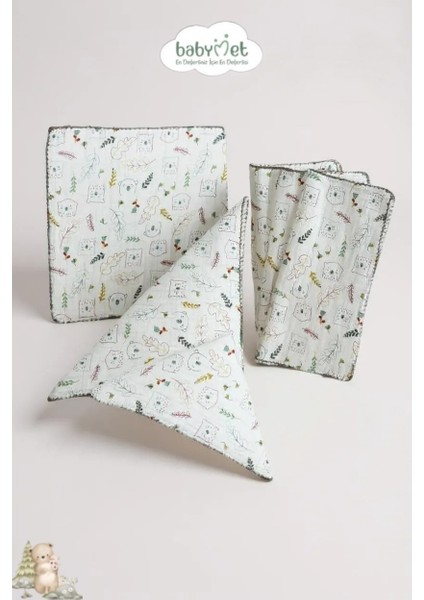 %100 Pamuk Müslin Bebek Ağız Mendili 6'lı Set 25x25 cm – Orman Desenli Doğal&Yumuşak&Nefes Alabilir