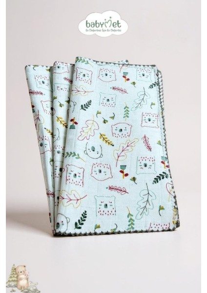 %100 Pamuk Müslin Bebek Ağız Mendili 6'lı Set 25x25 cm – Orman Desenli Doğal&Yumuşak&Nefes Alabilir fiyatları