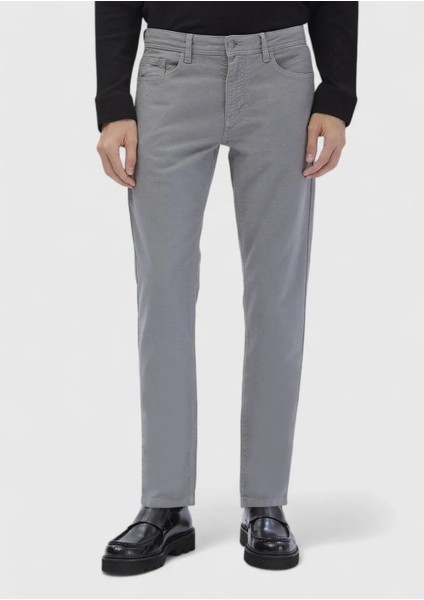 Gri Düz Dokuma Slim Fit Casual Pamuk Karışımlı Pantolon fiyatları
