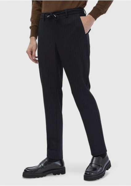 Lacivert Çizgili Dokuma Jogging Fit Casual %100 Pamuk Pantolon modelleri