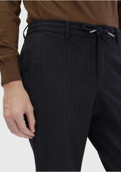 Lacivert Çizgili Dokuma Jogging Fit Casual %100 Pamuk Pantolon fırsatları