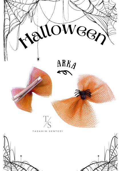 2'li Halloween Cadılar Bayramı Yılbaşı Turuncu Tül Parti Saç Tokası Noel Christmas Böcekli Aksesuar Parti Kostumu fiyatları