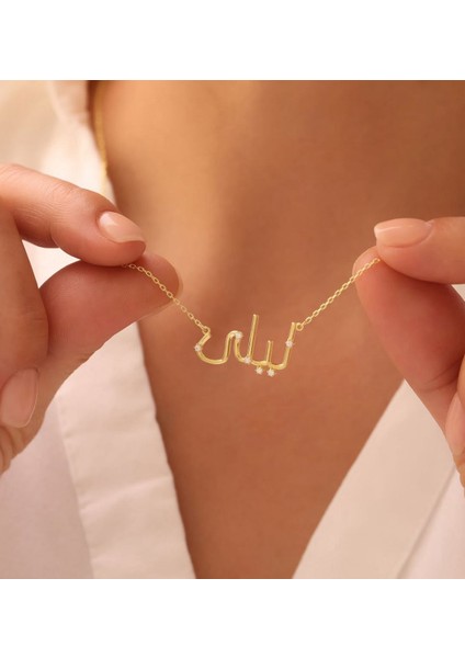 925 Gümüş | 3 Boyutlu Arapça Istediğini Yazdır Kolye