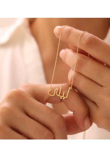 925 Gümüş | 3 Boyutlu Arapça Istediğini Yazdır Kolye fiyatları