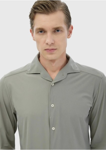 Açık Yeşil Düz Casual Fit Casual Gömlek fiyatları