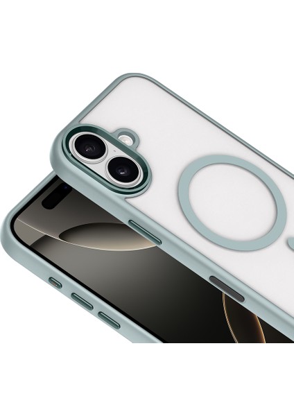 Apple iPhone 17 Kılıf Wireless Şarj Özellikli Krom M-Safe Silikon Kapak Gri modelleri