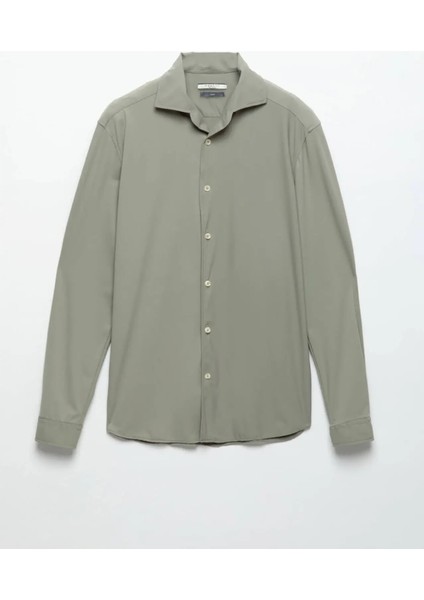 Açık Yeşil Düz Casual Fit Casual Gömlek indirimleri