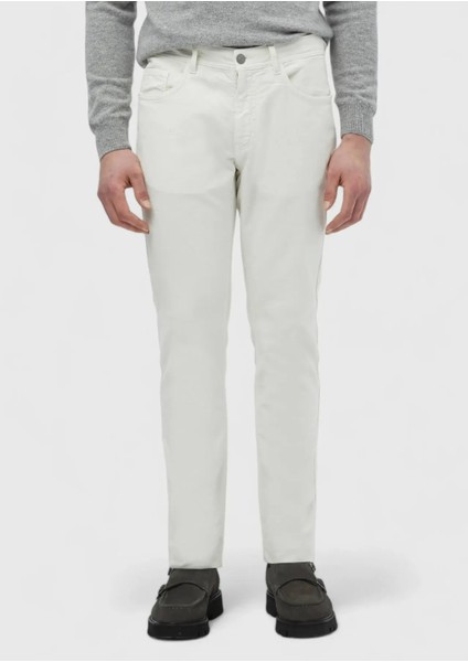 Ekru Düz Dokuma Slim Fit Casual Pamuk Karışımlı Pantolon fiyatları