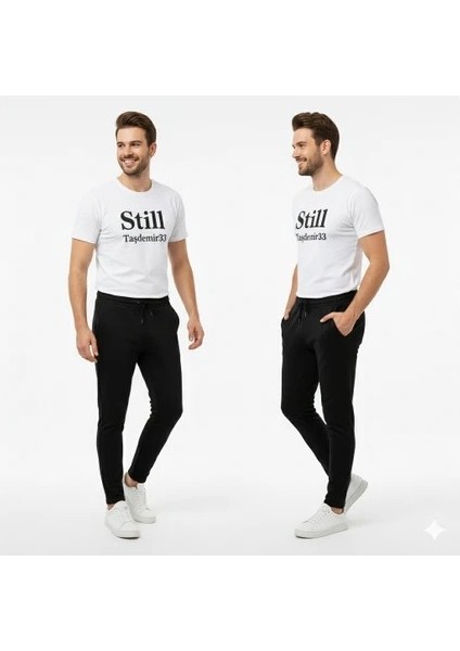 Unisex Siyah Pamuklu Eşofman Altı – Cepli, Bağcıklı, Rahat Kalıp
