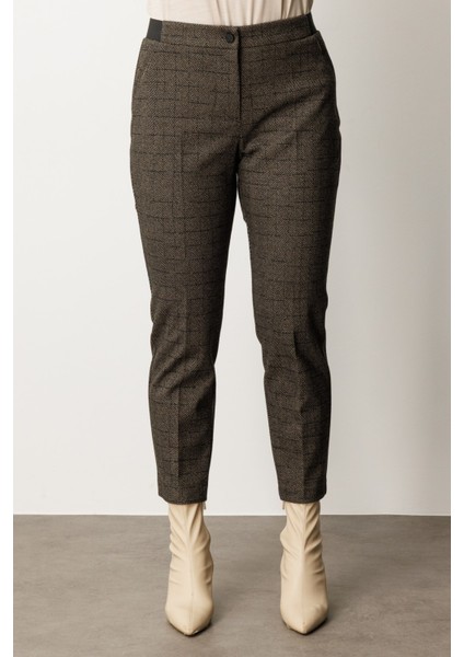 Beli Lastikli Balıksırtı Desenli Pantolon Kahve 01103 fiyatları