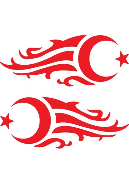Alevli Ay Yıldız Oto Yan Cam Sticker 10 x 4 cm Sağ/sol 2 Adet fiyatları