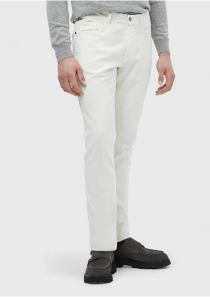 Ekru Düz Dokuma Slim Fit Casual Pamuk Karışımlı Pantolon modelleri