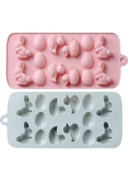 Tavşan ve Yumurta Figürlü Silikon Çikolata Kalıbı | Şekerleme, Buz ve Tatlı Kalıbı