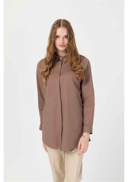 Milano Saten Arka Pileli Tunik Kahve fiyatları