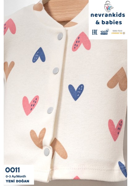 Kız Bebek Yeni Doğan Renkli Kalpli Krem 5'li Hastane Çıkış Seti modelleri