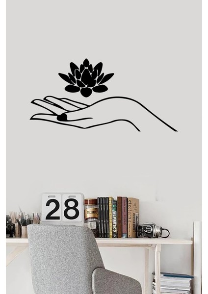 Narin Ellerin Üzerindeki Çiçek Duvar Dekor Sticker 60 x 30 cm