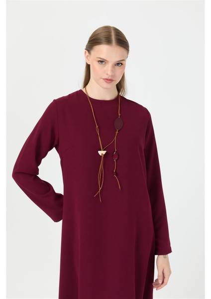 Rahat Kesim Kolyeli Elbise Bordo fiyatları