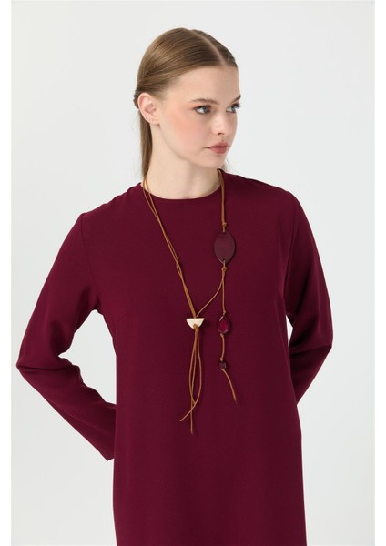 Rahat Kesim Kolyeli Elbise Bordo fırsatları