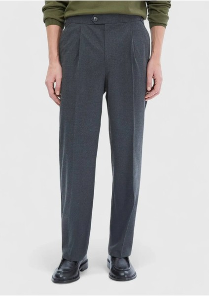 Antrasit Düz Dokuma Loose Fit Casual Pantolon fiyatları
