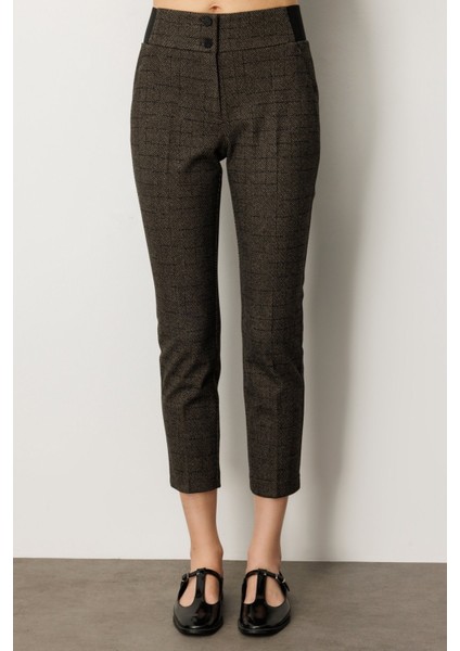 Balıksırtı Desenli Dar Paça Pantolon Kahve 01101 fiyatları