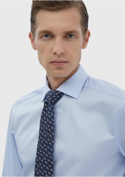 Koyu Mavi Düz Regular Fit Dokuma Klasik %100 Pamuk Gömlek modelleri