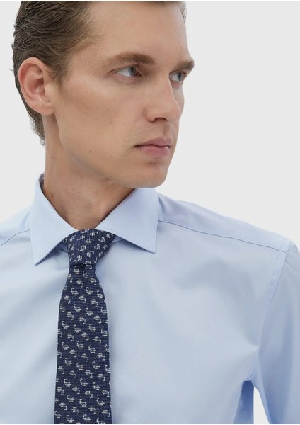 Koyu Mavi Düz Regular Fit Dokuma Klasik %100 Pamuk Gömlek fırsatları