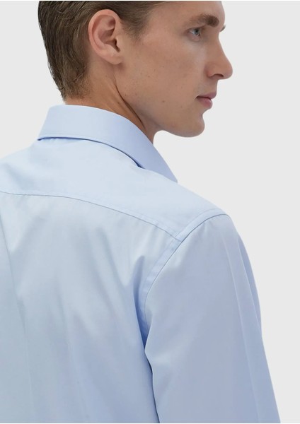 Koyu Mavi Düz Regular Fit Dokuma Klasik %100 Pamuk Gömlek indirimleri