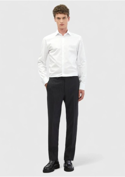 Beyaz Düz Slim Fit Dokuma Klasik %100 Pamuk Gömlek fiyatları