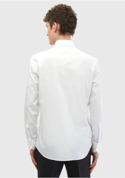 Beyaz Düz Slim Fit Dokuma Klasik %100 Pamuk Gömlek indirimleri