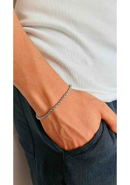 Erkek Çelik Burgu Zincir Bileklik – Unisex, Paslanmaz, Günlük Kullanıma Uygun