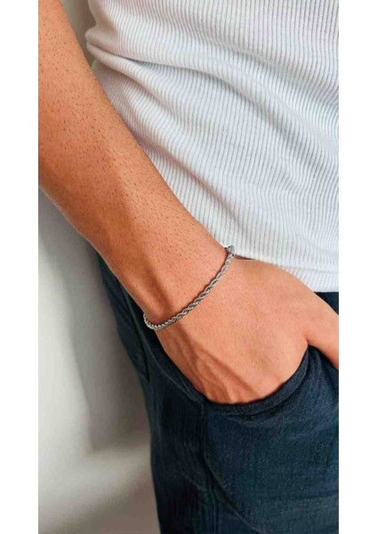 Erkek Çelik Burgu Zincir Bileklik – Unisex, Paslanmaz, Günlük Kullanıma Uygun indirimleri