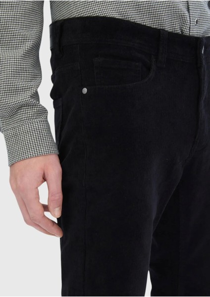 Siyah Fitilli Dokuma Slim Fit Kadife Casual Pamuk Karışımlı Pantolon modelleri