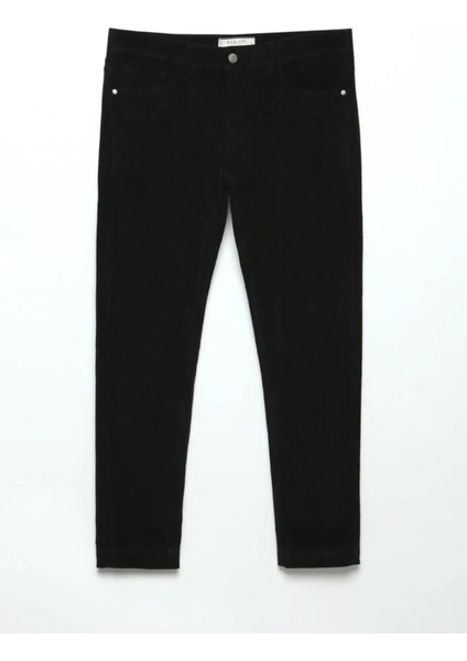 Siyah Fitilli Dokuma Slim Fit Kadife Casual Pamuk Karışımlı Pantolon indirimleri