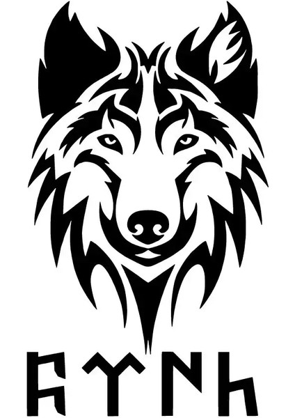 Bozkurt ve Göktürkçe Türk Yazısı Oto Özel Yeni Sticker Siyah 25 x 32 cm