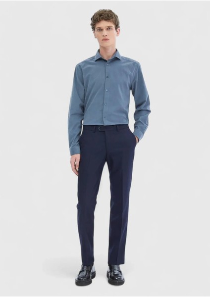 Mavi Düz Casual Fit Dokuma Kadife Casual %100 Pamuk Gömlek fiyatları