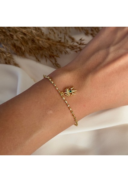 Gold Yeşil Gözlü Bileklik