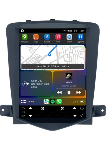 Chevrolet Cruze Tesla 2007/2013 4gb Ram 32GB Hafıza QLED Carplay Kamera Android Multimedya fiyatları