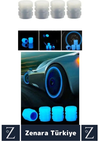 Tüm Otomobil Bisiklet Motosiklet Minibüslerle Uyumlu Kolay Montaj Fosforlu Sibop Kapağı 4 Adet fiyatları