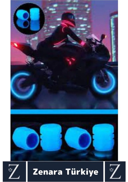 Tüm Otomobil Bisiklet Motosiklet Minibüslerle Uyumlu Kolay Montaj Fosforlu Sibop Kapağı 4 Adet modelleri