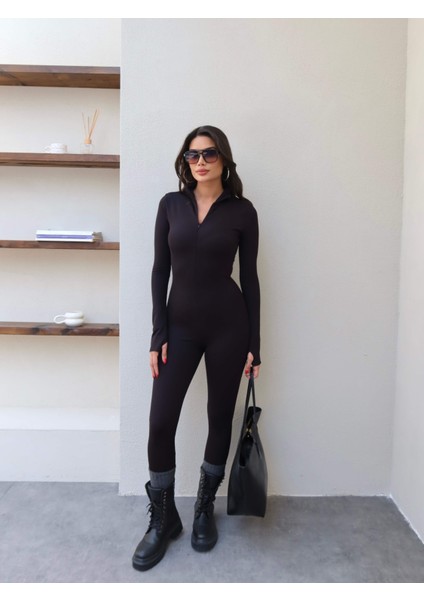 Siyah Şardonlu Fermuarlı Tulum fiyatları