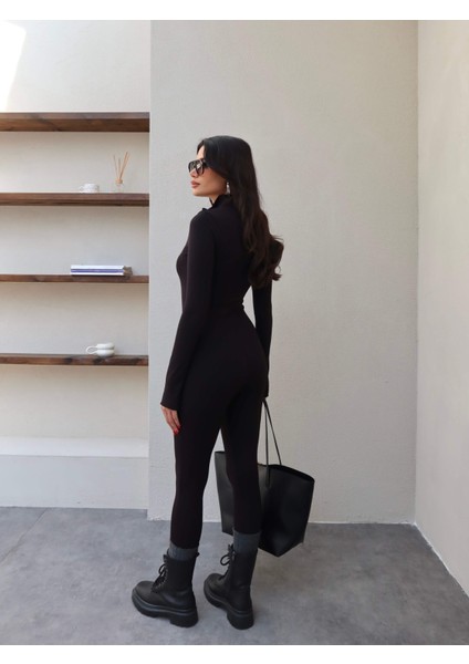 Siyah Şardonlu Fermuarlı Tulum indirimleri