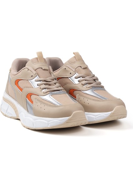 Kadın Bej Sneaker Günlük Ortopedik Spor Ayakkabı