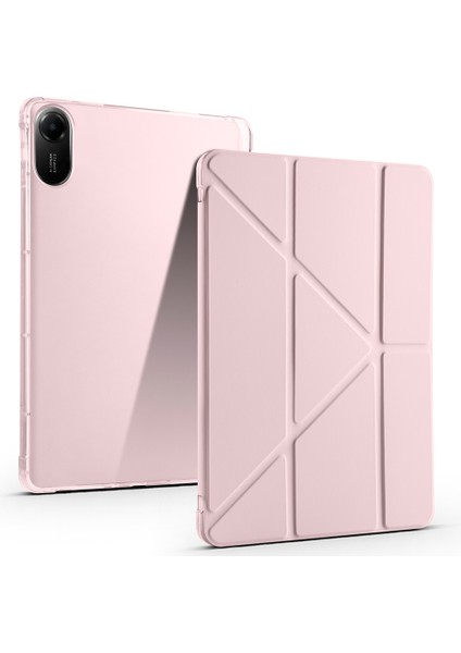Xiaomi Redmi Pad 2 Yatay ve Dikey Standlı Antişok Köşe Korumalı Kalemlikli Origami Slikon Kılıf