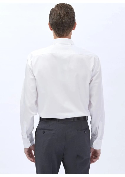 Beyaz Düz Regular Fit Dokuma Klasik %100 Pamuk Gömlek indirimleri