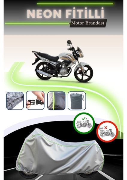 Gri Neon Fitilli Kuba Ravan 139 Uyumlu Motosiklet Brandası