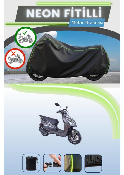 Siyah Arka Çanta Uyumlu Neon Fitilli Arora Verano 50 Uyumlu Motor Brandası