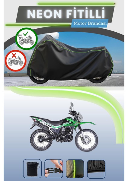 Siyah Arka Çanta Uyumlu Neon Fitilli Falcon Desert 277 Uyumlu Motor Brandası