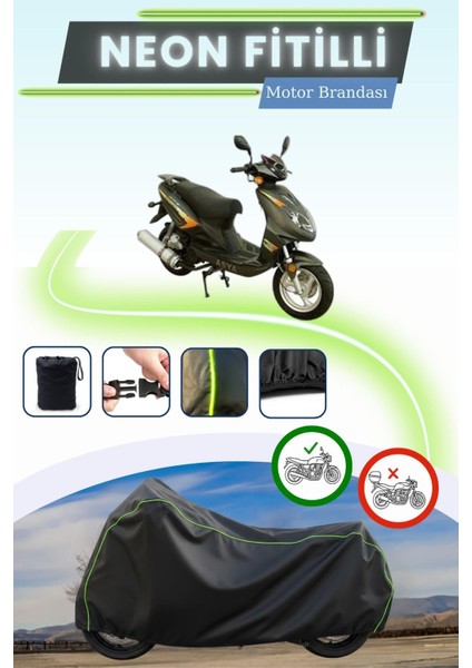 Siyah Neon Fitilli Asya As 125 T-15 Uyumlu Motor Brandası