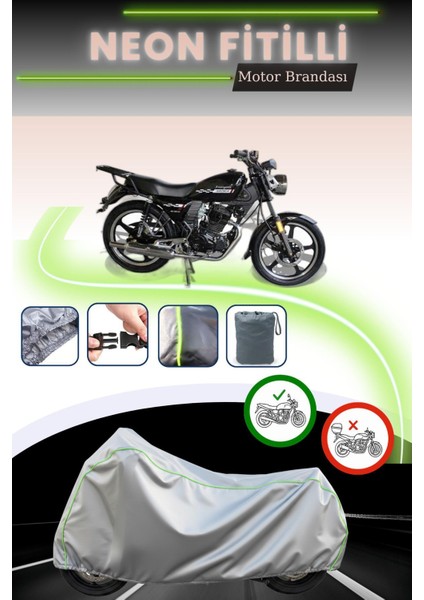 Gri Neon Fitilli Arora Ar 180-31 Avantgarde Uyumlu Motosiklet Brandası