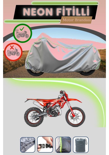 Gri Arka Çanta Uyumlu Neon Fitilli Beta Xtrainer Uyumlu Motosiklet Brandası